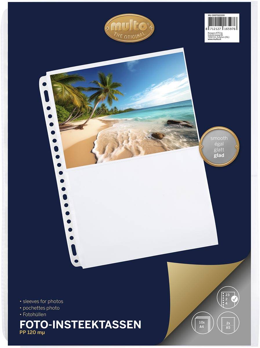 Multo geperforeerde showtas voor foto's ft A5, 2 vakken, pak van 10 stuks