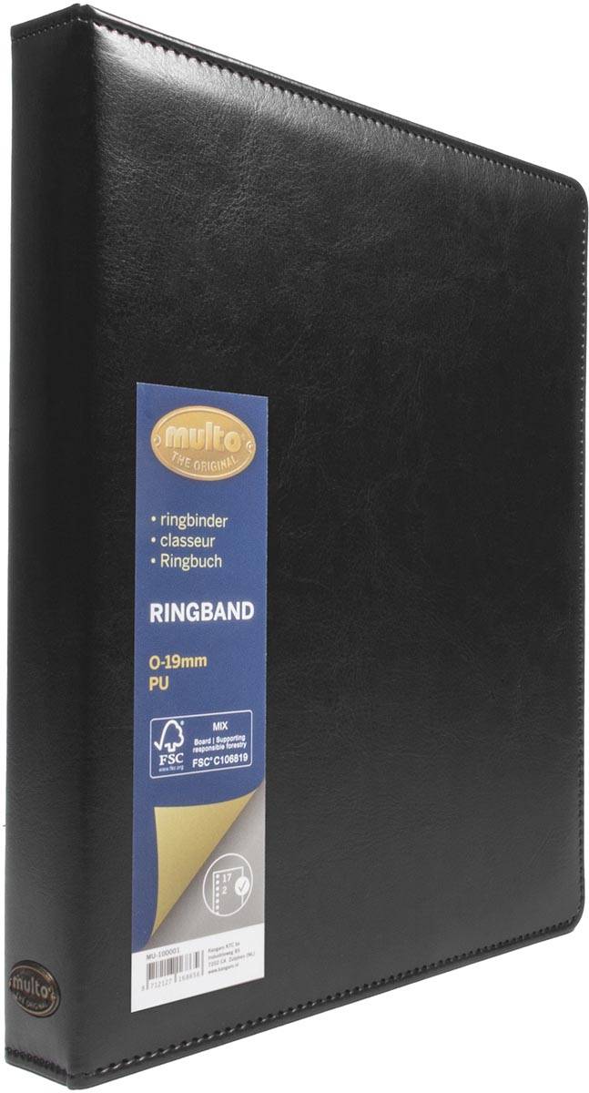 Multo ringmap Hannibal voor ft A5, 17 ringen van 19 mm, zwart kunstleer