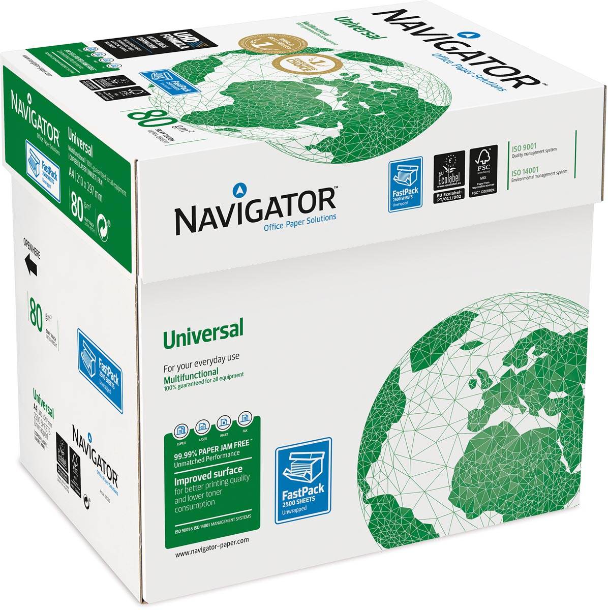 Navigator Universal printpapier ft A4, 80 g, doos van 2500 vel
