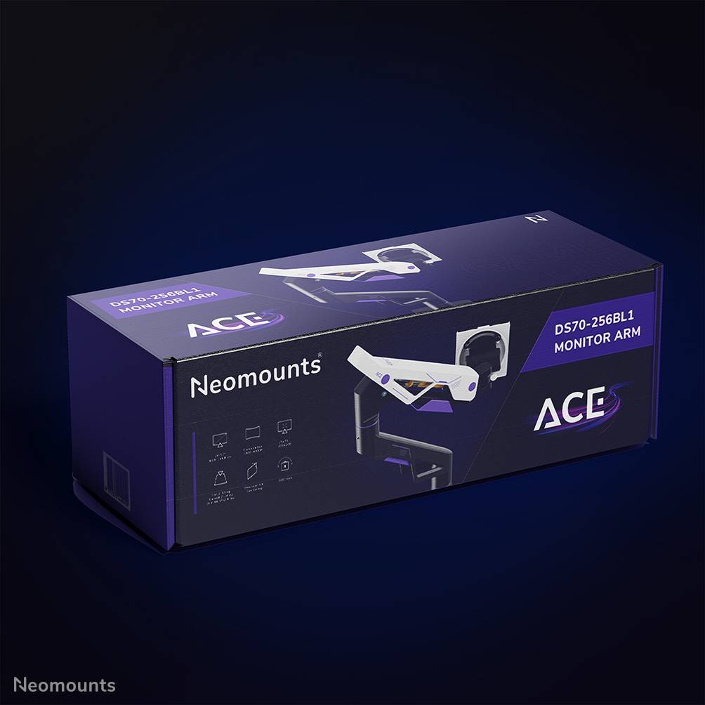 Neomounts DS70-256BL1 Gaming monitorarm 24-57" - gasveer - Topfix - 180°-stop