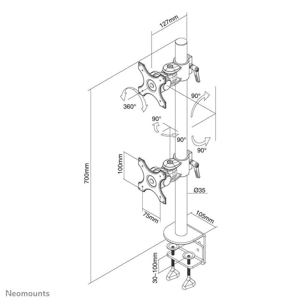 Neomounts FPMA-D700DV Monitorarm 10-27"