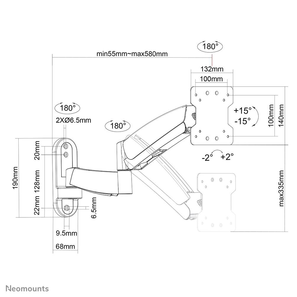 Neomounts tv/monitor wandsteun