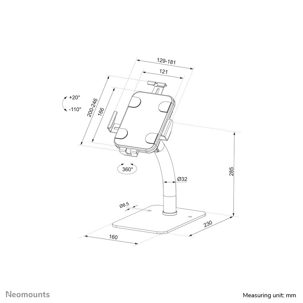 Neomounts tafelblad tablethouder - DS15-625BL1