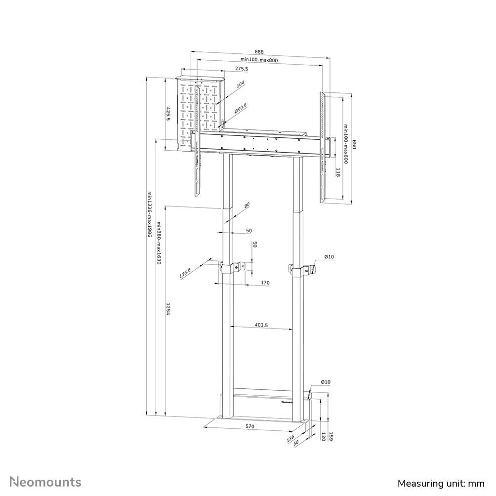 Neomounts WL55-875WH1 TV vloerstandaard 55-100" - wand - gemotoriseerd - TÜV