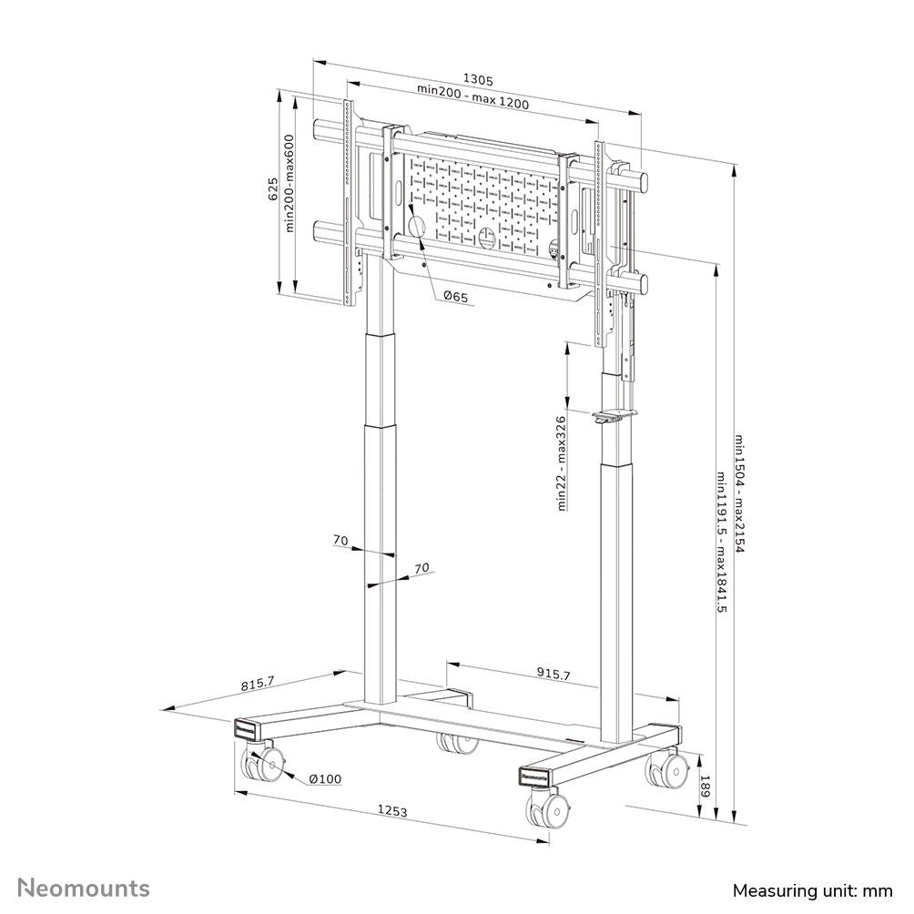 Neomounts FL55-975BL1 TV trolley 75-115" - gemotoriseerd