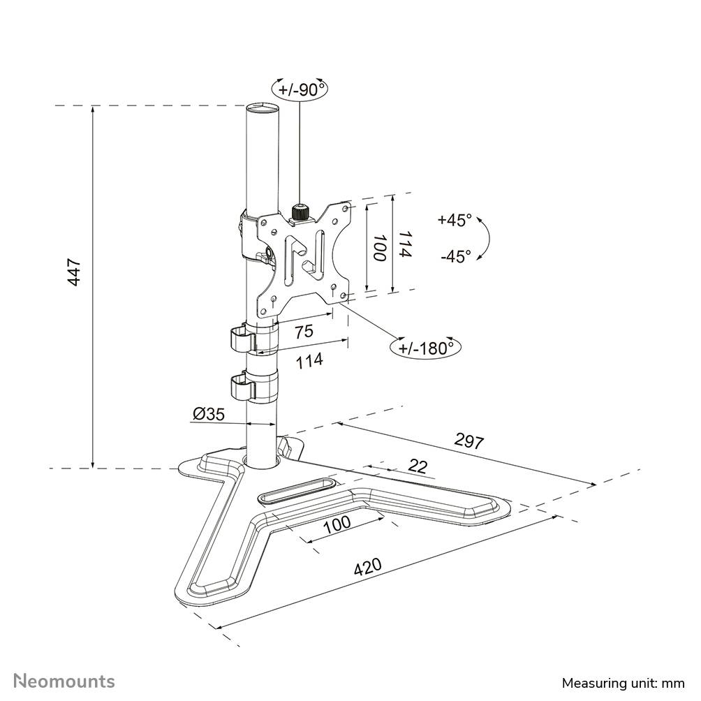 Neomounts DS45-600BL1 Monitorstandaard voor één scherm 10-32"