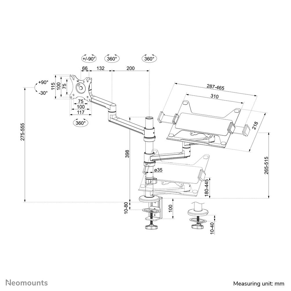 Neomounts monitor/laptop bureausteun - DS20-425BL2