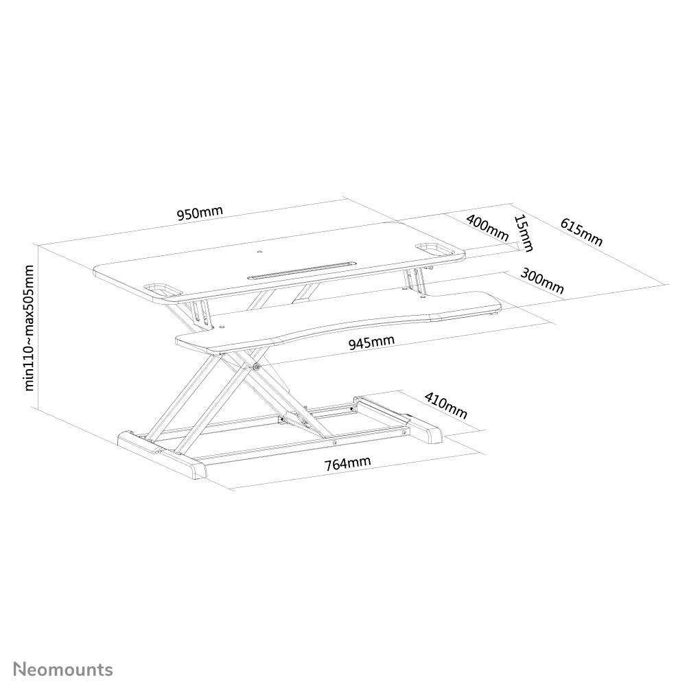 Neomounts zit-stawerkplek - NS-WS300BLACK