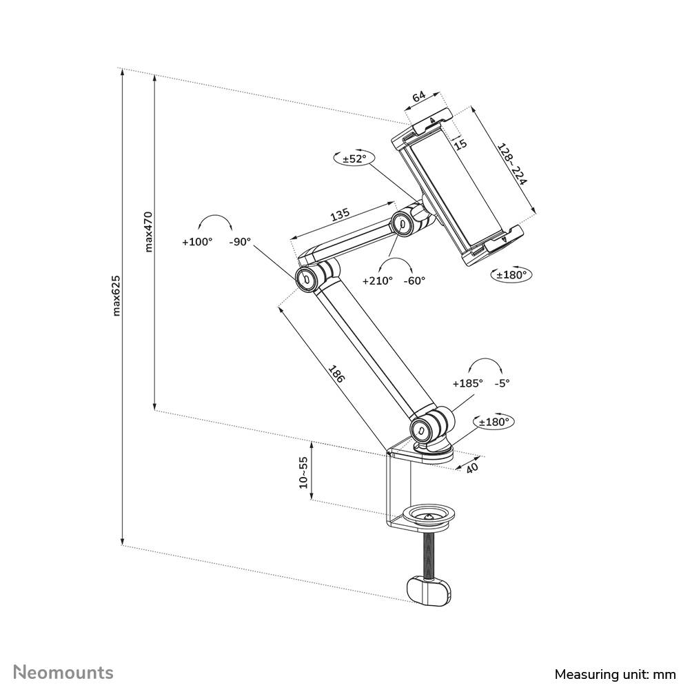 Neomounts DS15-545WH1 Tablet houder bureauklem 4.7-12.9" - universeel - full motion