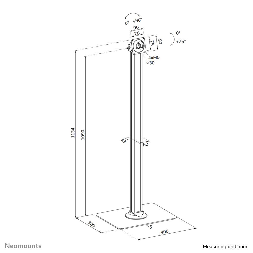 Neomounts FL15-627BL1 Tablet vloerstandaard - max 3 kg