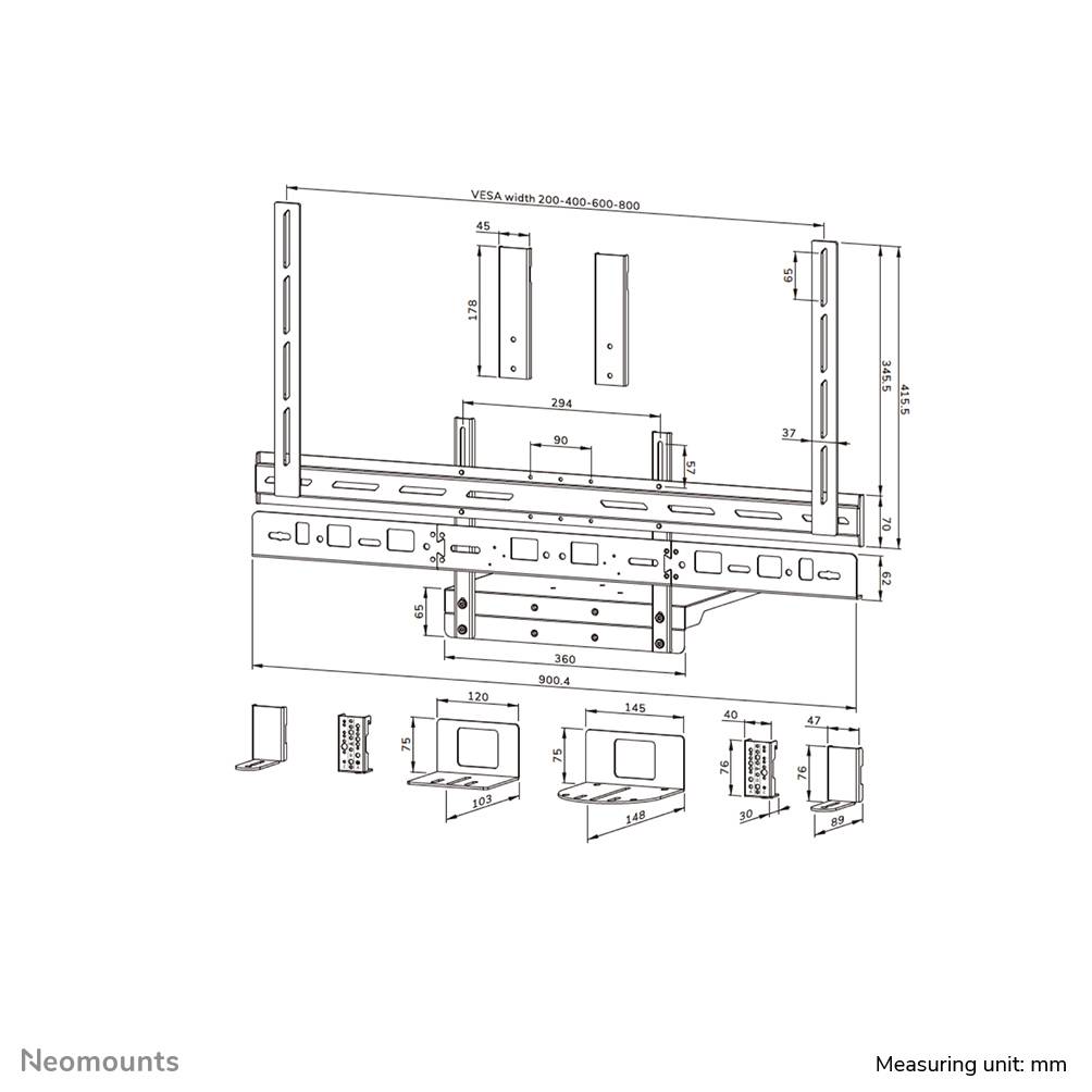 Neomounts AV60-500BL Videobar en laptophouder kit 43-110" - VESA - max 8 kg - universeel