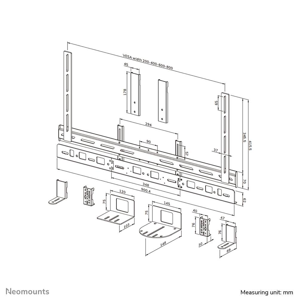 Neomounts AV30-500BL Videobar kit 43-110" - VESA - max 10 kg - universeel