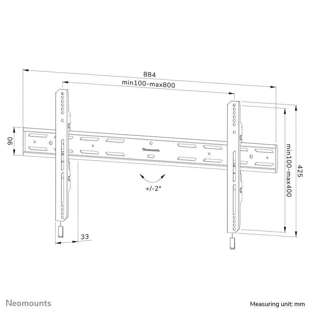 Neomounts WL30S-850BL18 TV-beugel wand 43-86" - vlak - vergrendelbaar - snelle installatie