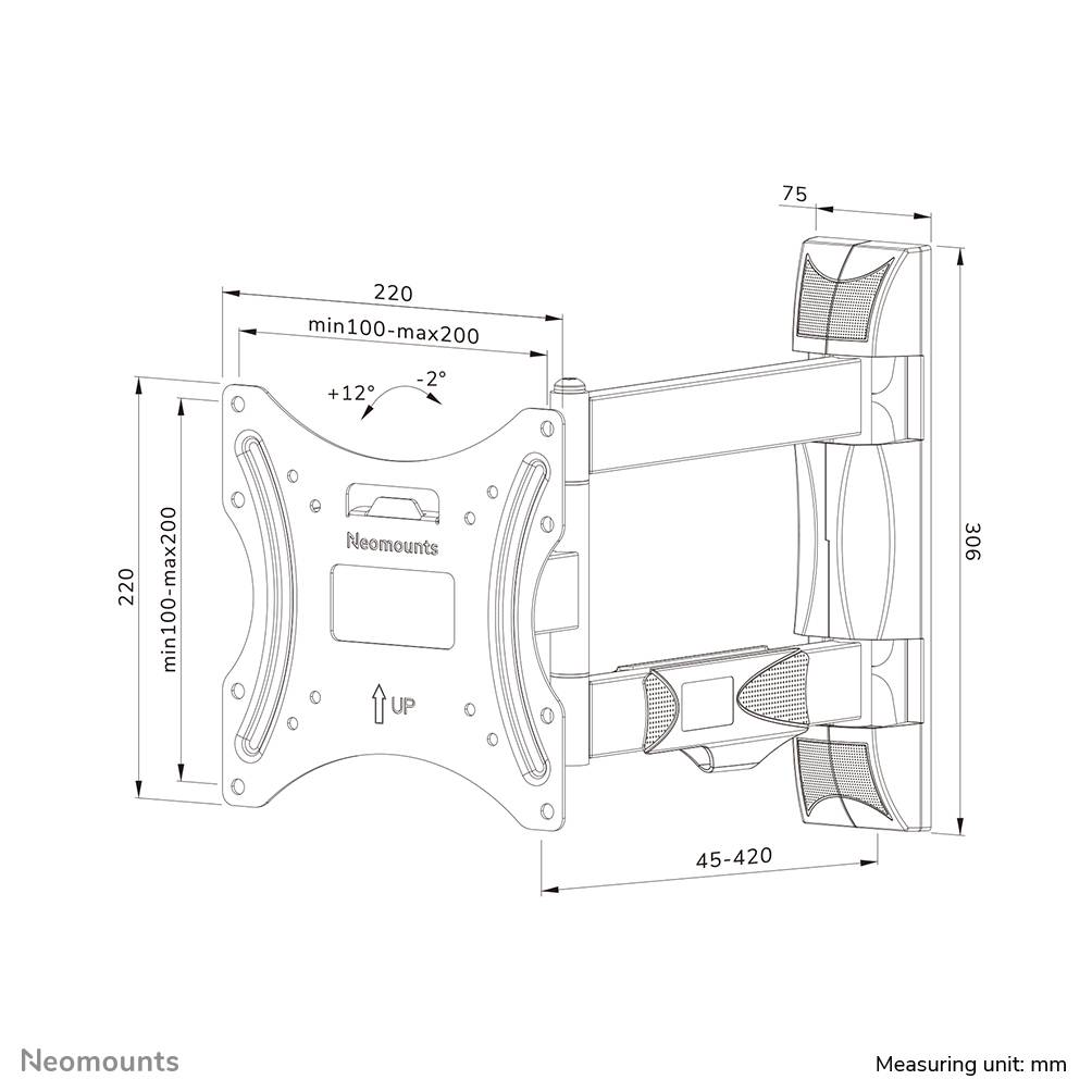 Neomounts WL40-550BL12 TV-beugel wand 32-55" - full motion - Easy Install