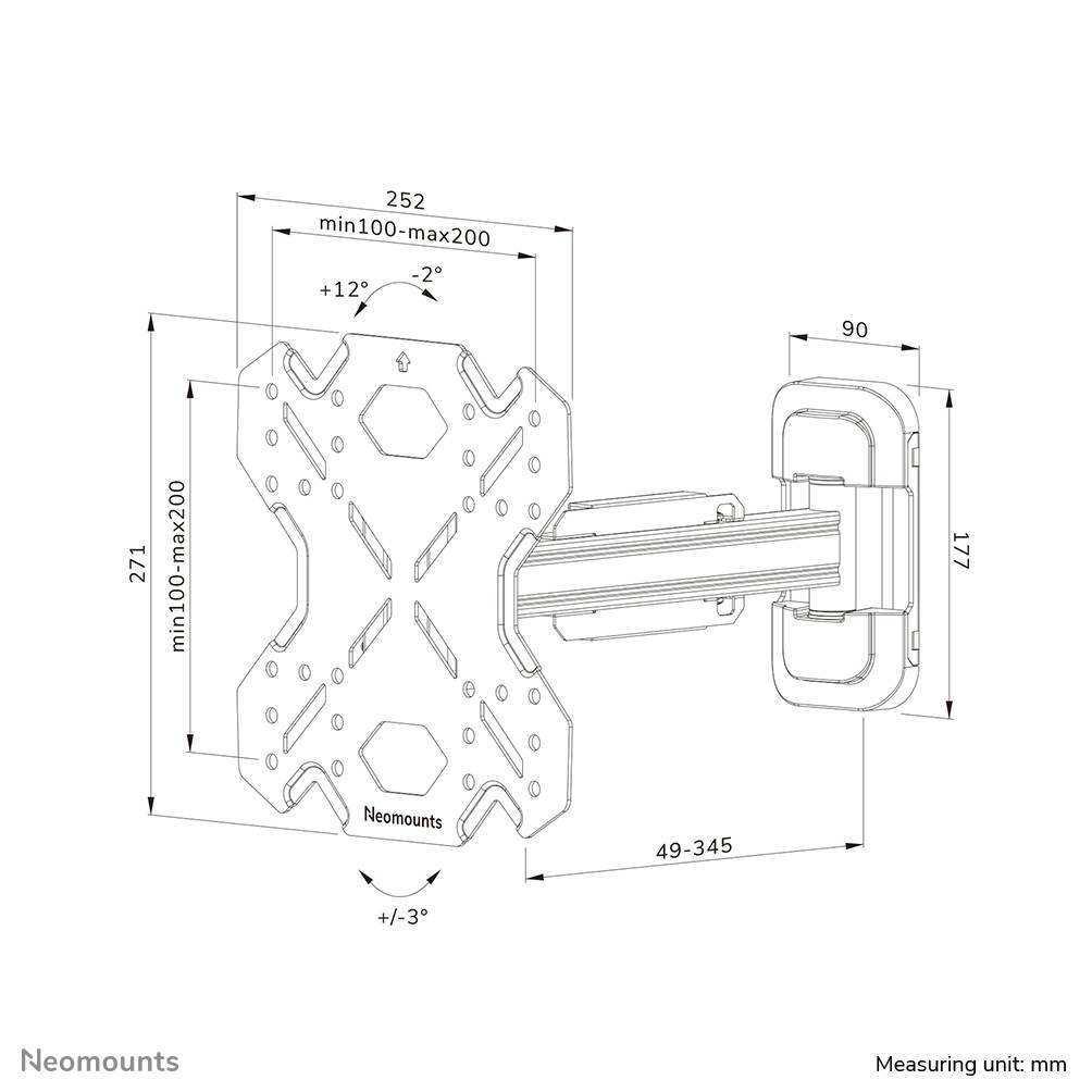 Neomounts WL40S-840BL12 TV-beugel wand 32-55" - full motion - snelle installatie