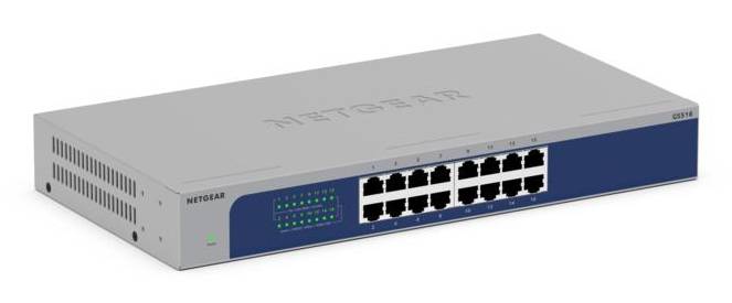 NETGEAR GS516-300EUS netwerk-switch Unmanaged Gigabit Ethernet (10/100/1000) Grijs