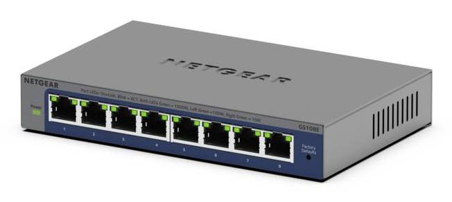 NETGEAR GS108Ev4 Unmanaged L2/L3 Gigabit Ethernet (10/100/1000) Grijs