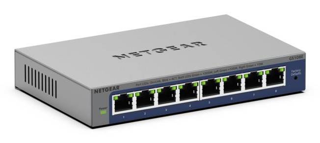 NETGEAR GS108Ev4 Unmanaged L2/L3 Gigabit Ethernet (10/100/1000) Grijs