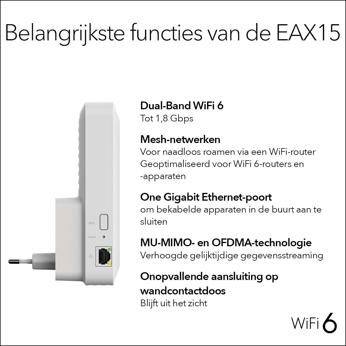 NETGEAR AX1800 4-Stream WiFi 6 Mesh Extender (EAX15)