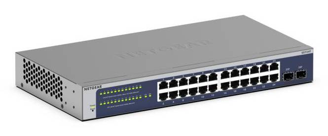 NETGEAR GS724T Managed L2+/L3 Gigabit Ethernet (10/100/1000) 1U Blauw, Grijs
