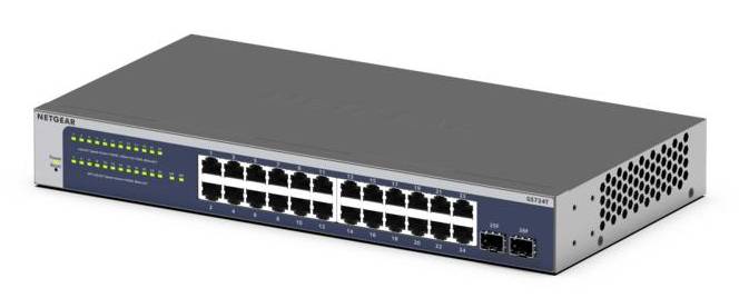 NETGEAR GS724T Managed L2+/L3 Gigabit Ethernet (10/100/1000) 1U Blauw, Grijs