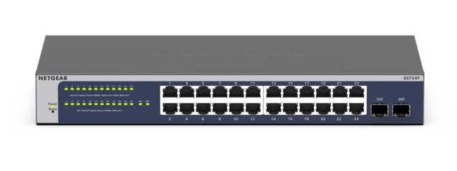 NETGEAR GS724T Managed L2+/L3 Gigabit Ethernet (10/100/1000) 1U Blauw, Grijs