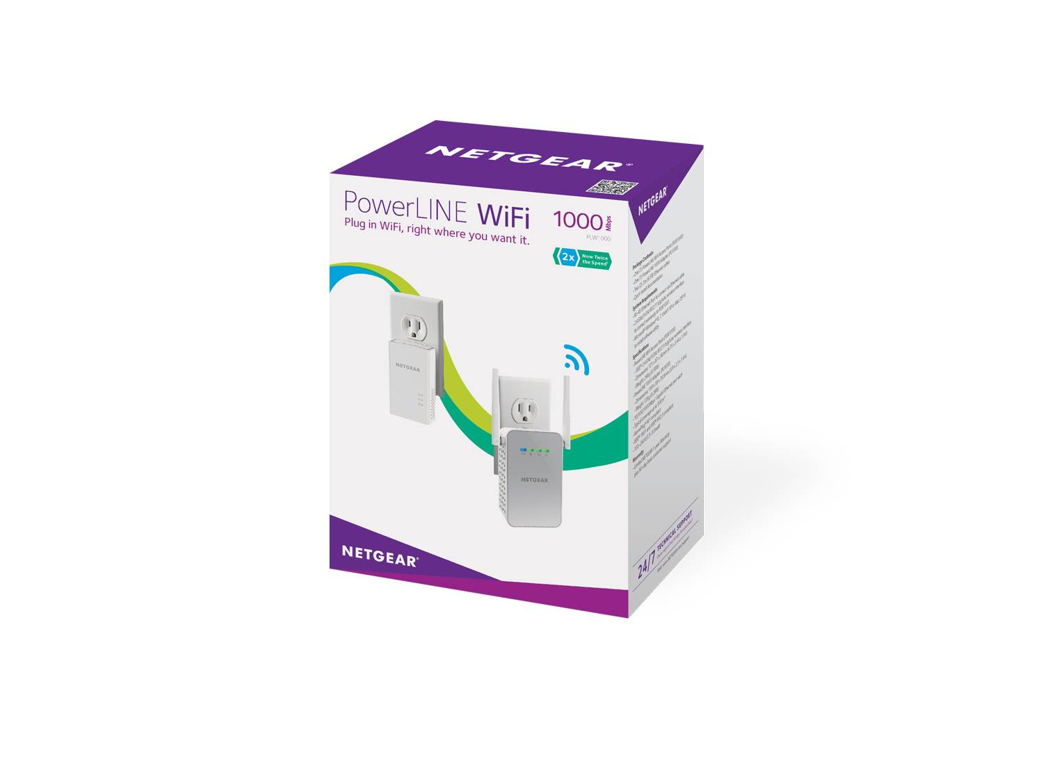 NETGEAR Powerline 1000, 1000 Mbps - 1 Gigabit Poort + WiFi