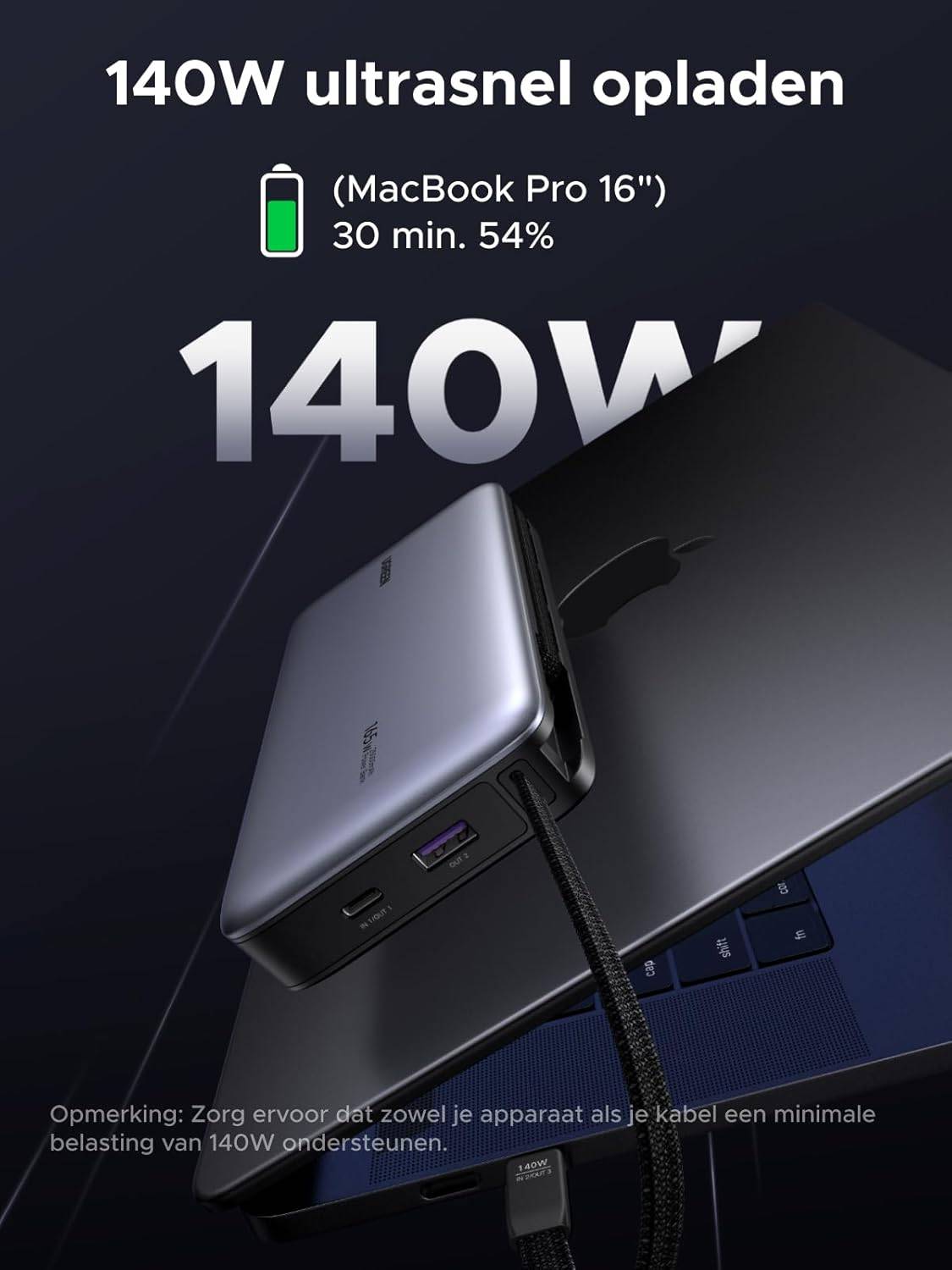 UGREEN Nexode PB552 25.000mAh 165W PowerBank with Built-in USB-C Cable
