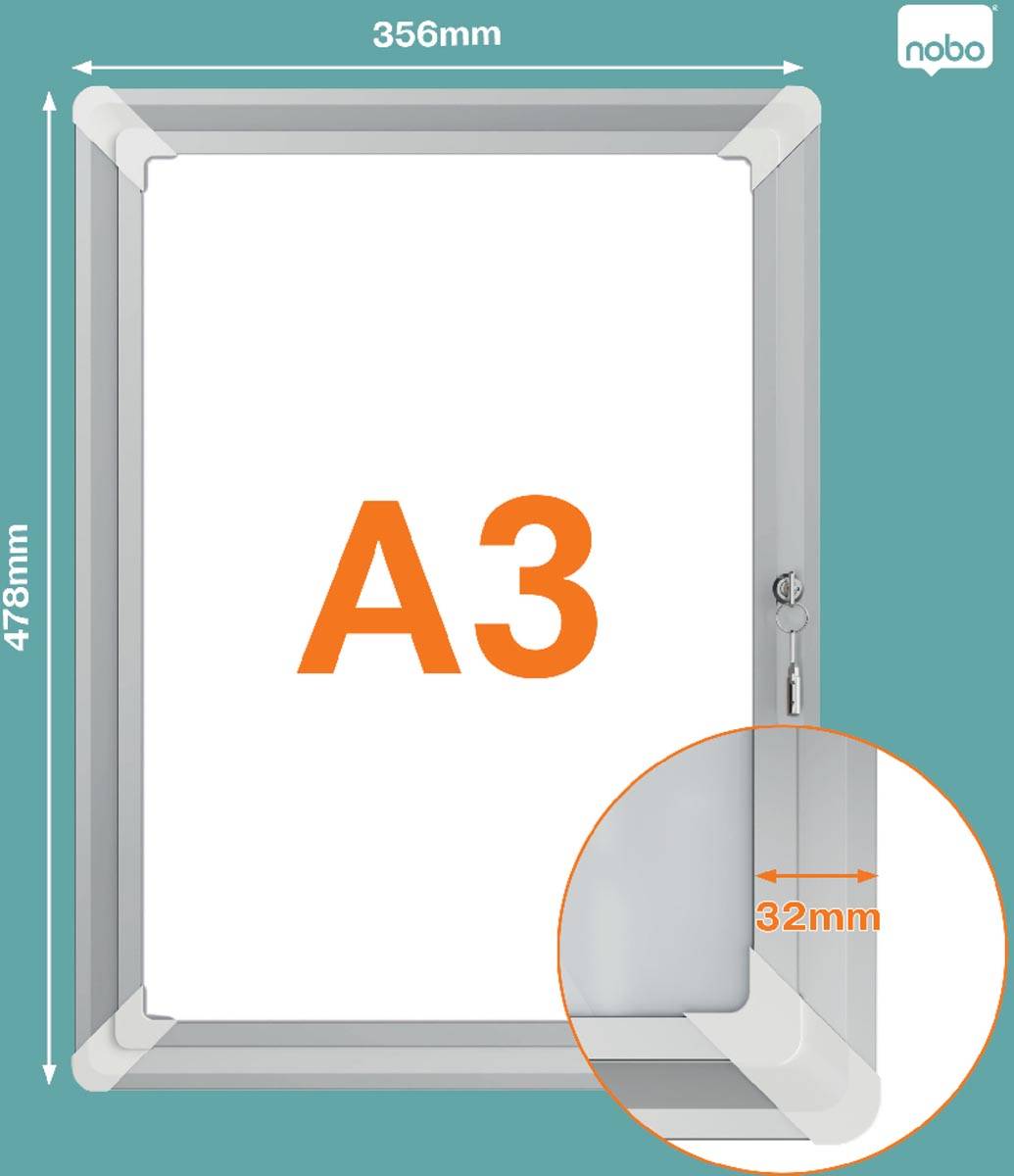 Nobo clicklijst Premium Plus, uit aluminium, afsluitbaar, ft A3