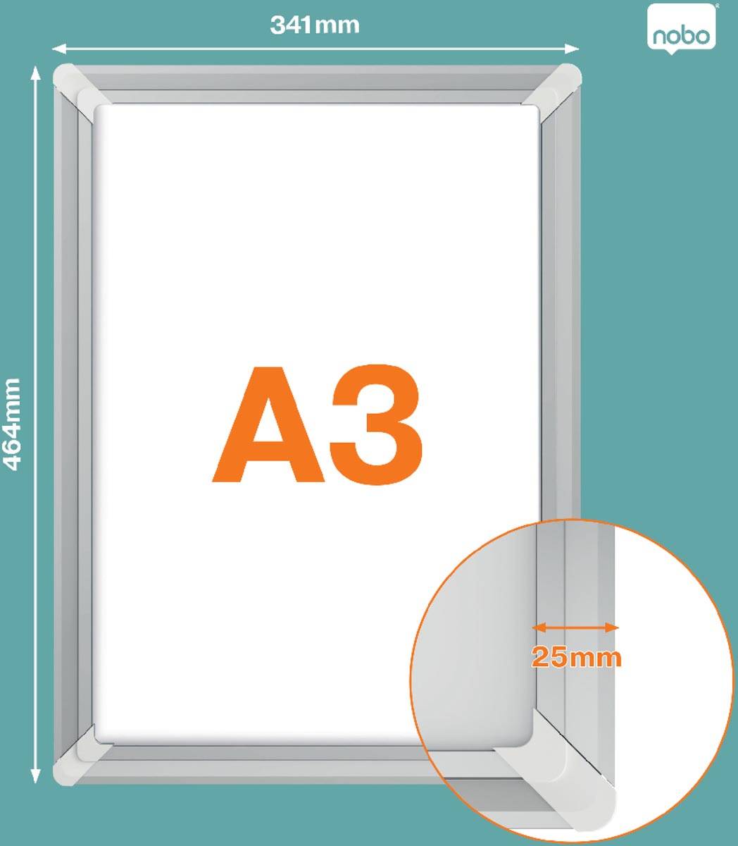Nobo clicklijst Premium Plus, uit aluminium, versterkende hoeken, ft A3