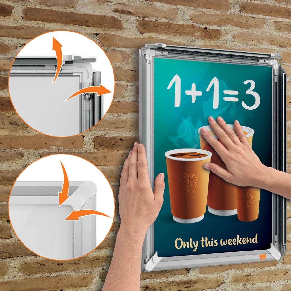 Nobo clicklijst Premium Plus, uit aluminium, versterkende hoeken, ft A3