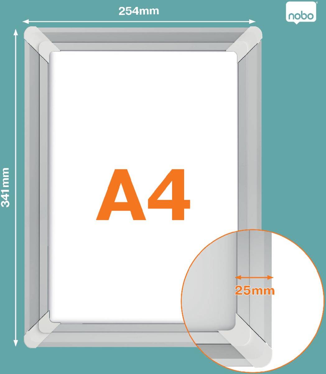 Nobo clicklijst Premium Plus, uit aluminium, versterkende hoeken, ft A4