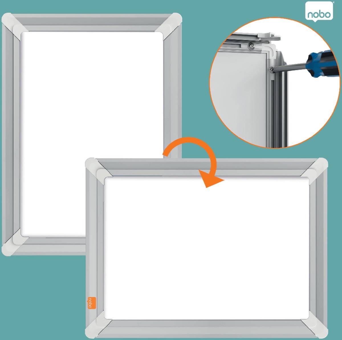 Nobo clicklijst Premium Plus, uit aluminium, versterkende hoeken, ft A4