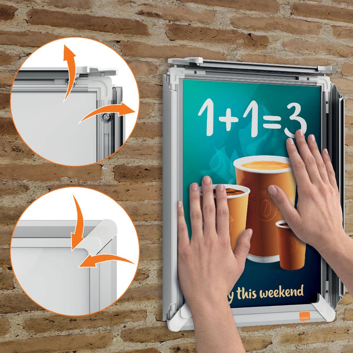 Nobo clicklijst Premium Plus, uit aluminium, versterkende hoeken, ft A4