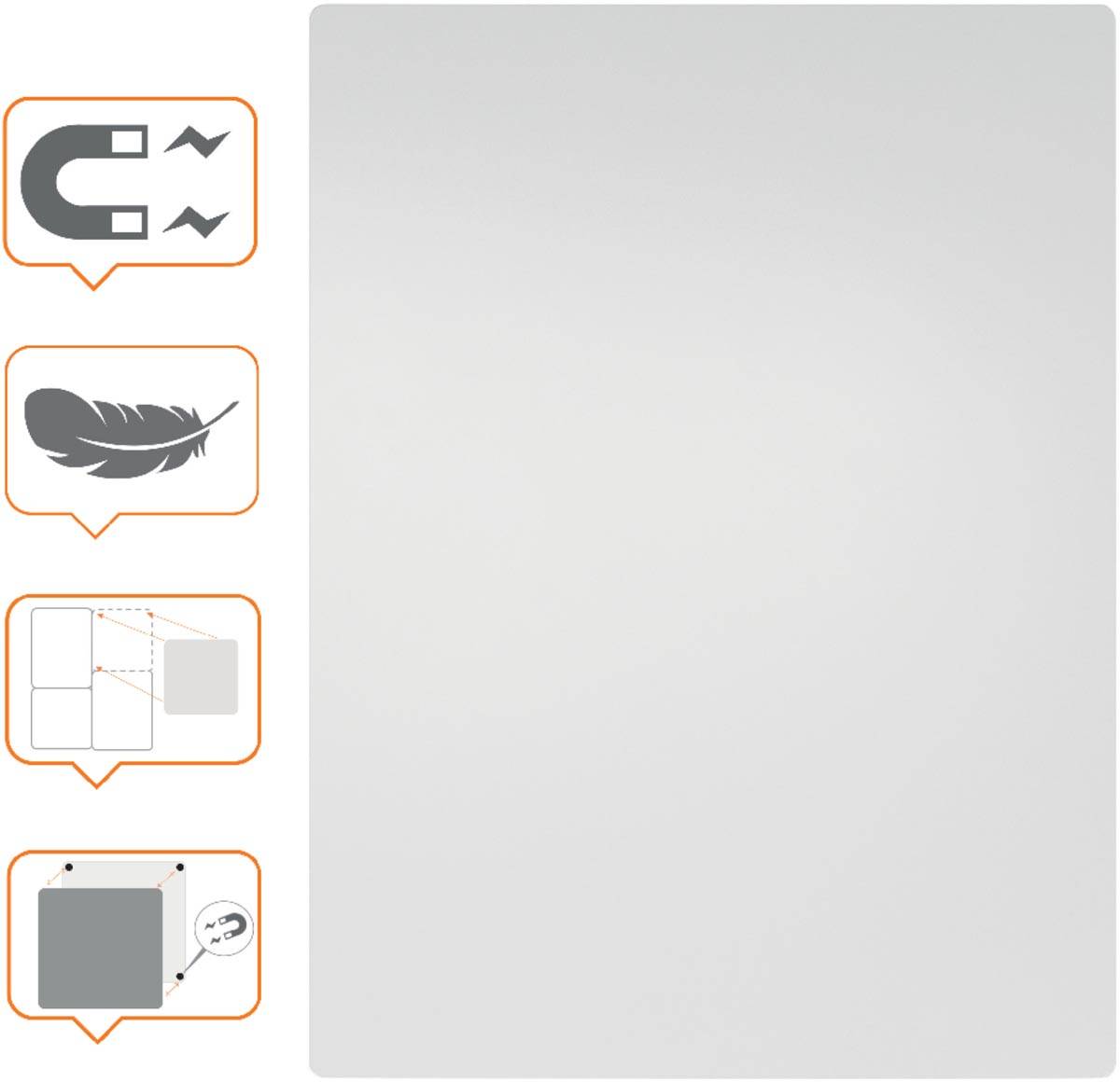 Nobo frameloos modulair whiteboard, staal, magnetisch, 45 x 65 cm