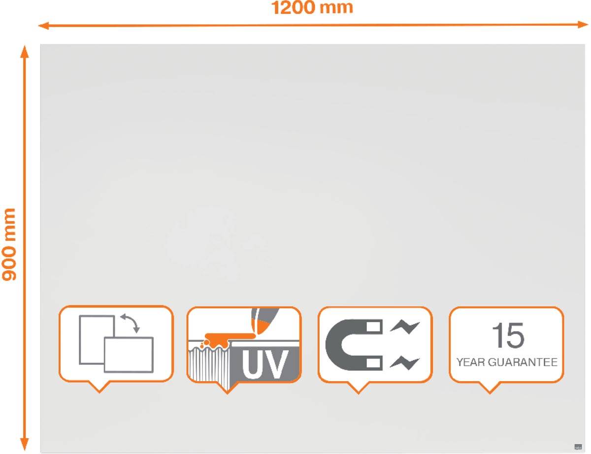 Nobo Infinity randloos whiteboard, staal, magnetisch, 90 x 120 cm