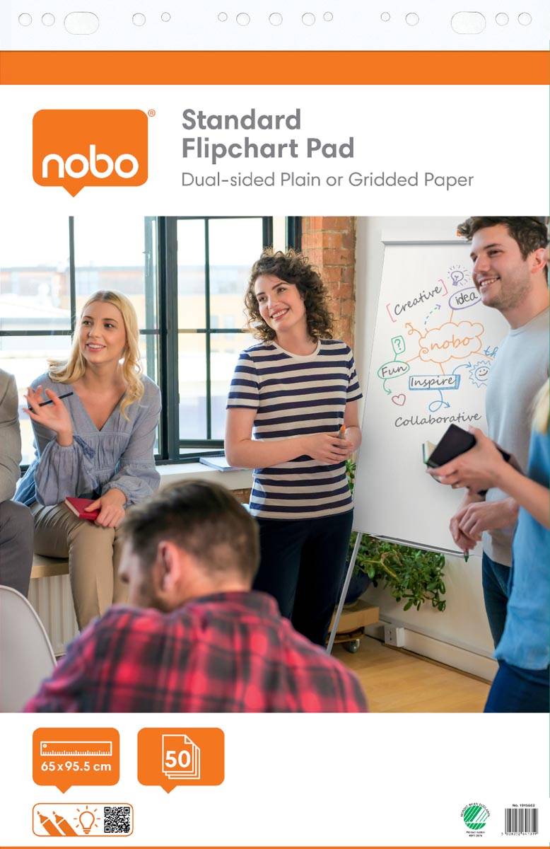 Nobo standaard papierblok voor flipcharts, ft 65 x 95 cm, blok van 50 vel
