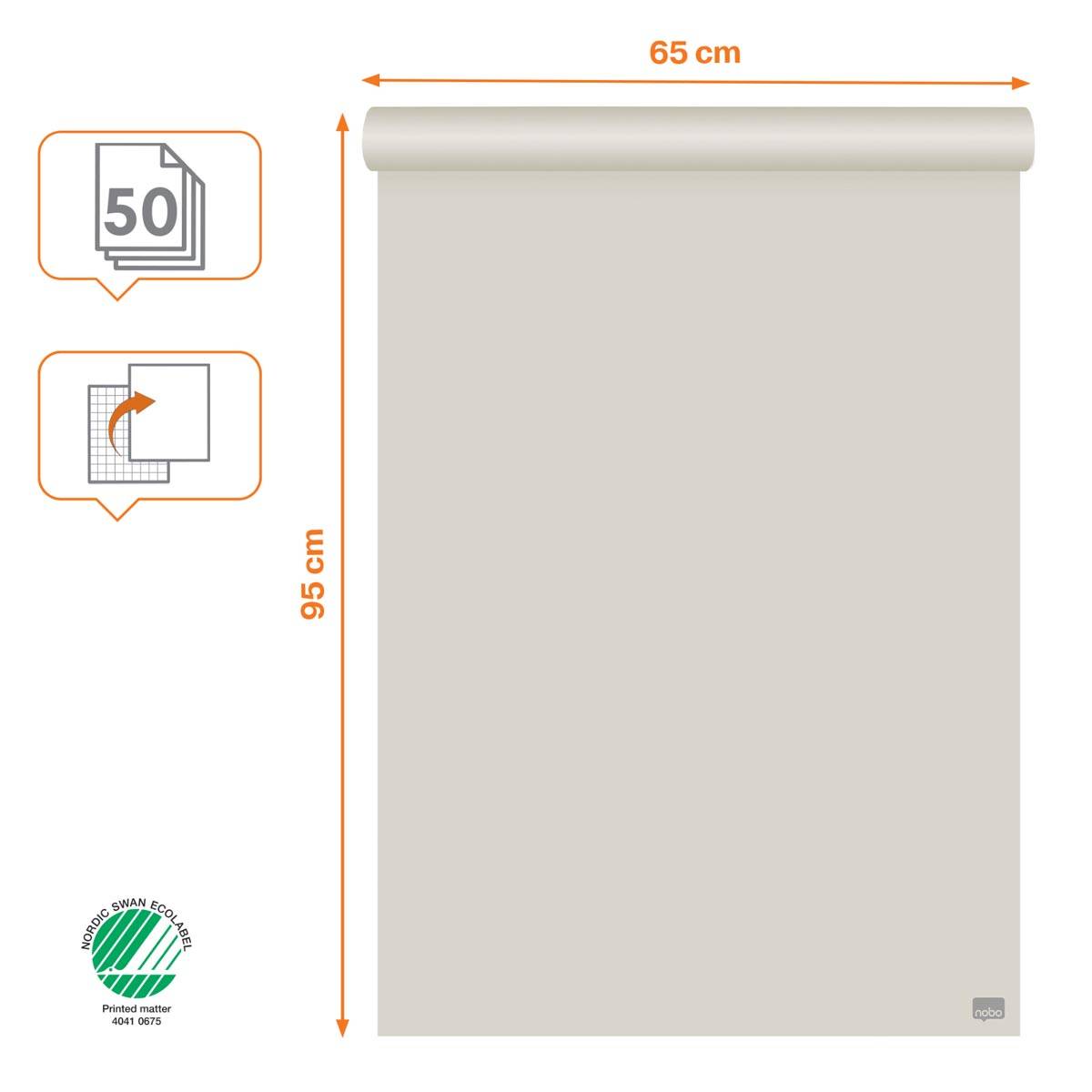 Nobo standaard papierblok voor flipcharts, ft 65 x 95 cm, blok van 50 vel, op rol