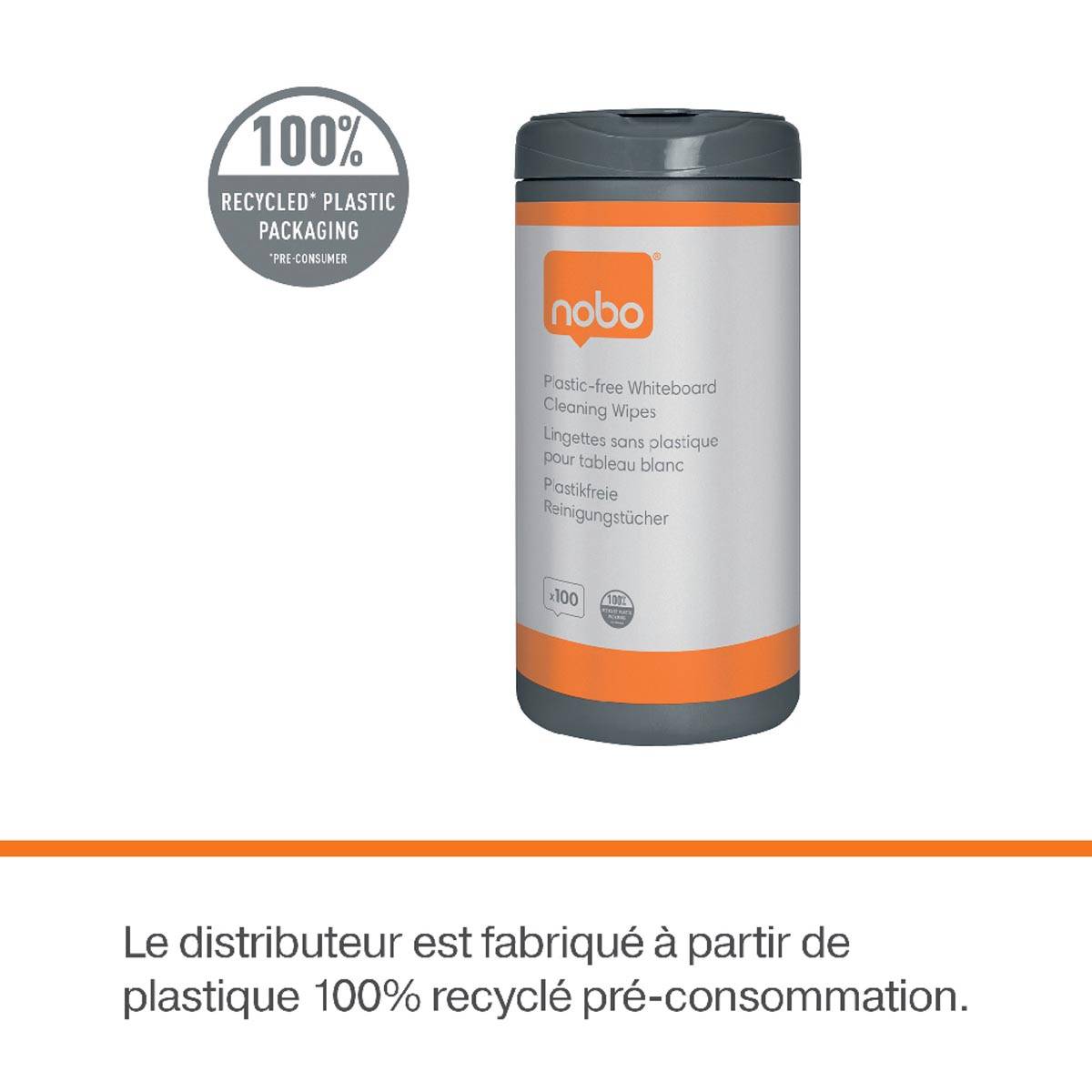 Nobo vochtige reinigingsdoekjes voor whiteboard, 100 stuks