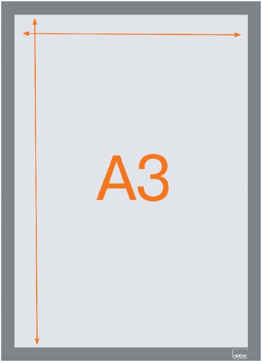 Nobo zelfklevend magnetisch kader A3, zilver, pak van 2 stuks