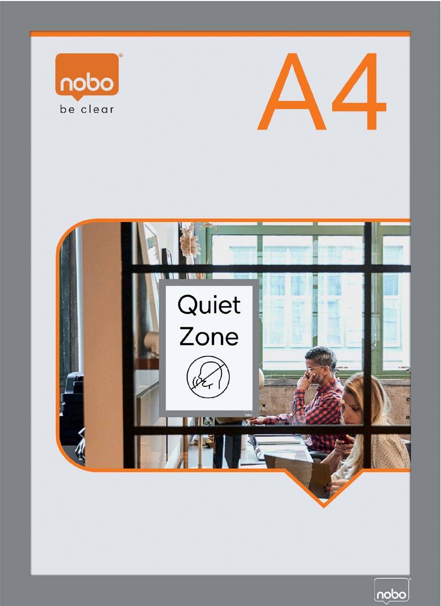 Nobo zelfklevend magnetisch kader A4, zilver, pak van 2 stuks