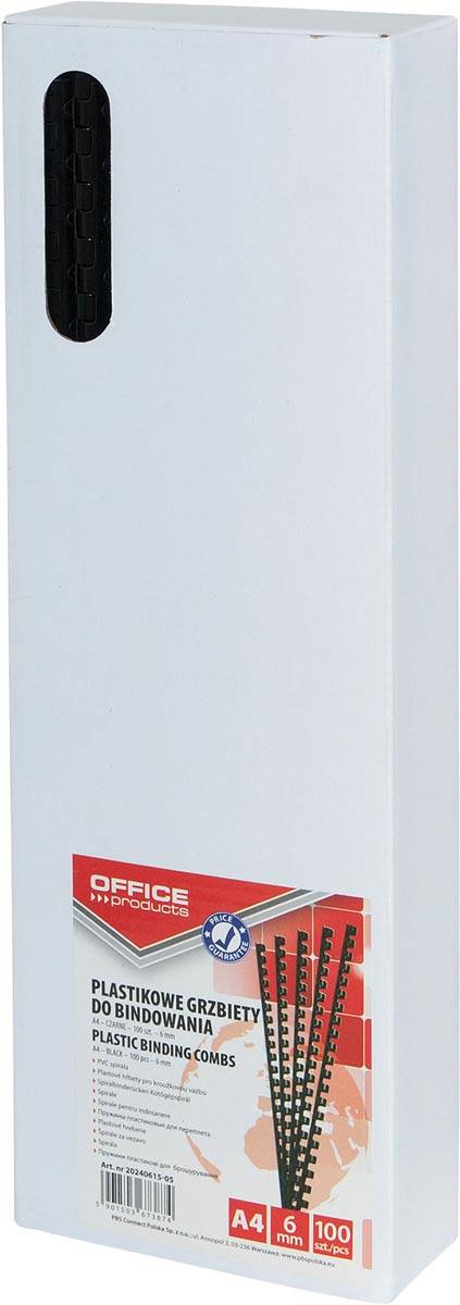OFFICE products bindruggen, pak van 100 stuks, 6 mm, zwart