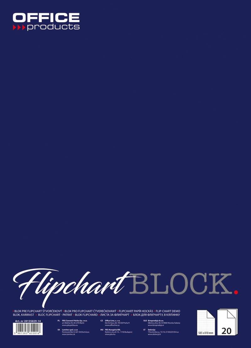 OFFICE products flip-overblok, 58,5 x 81 cm, geruit, 20 vel