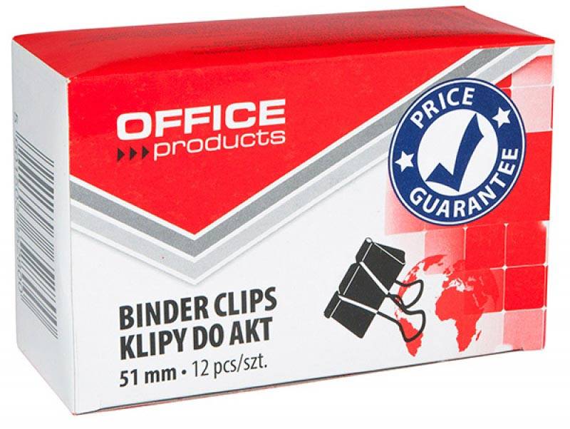 OFFICE products foldbackclip, zwart, 51 mm, doos van 12 stuks