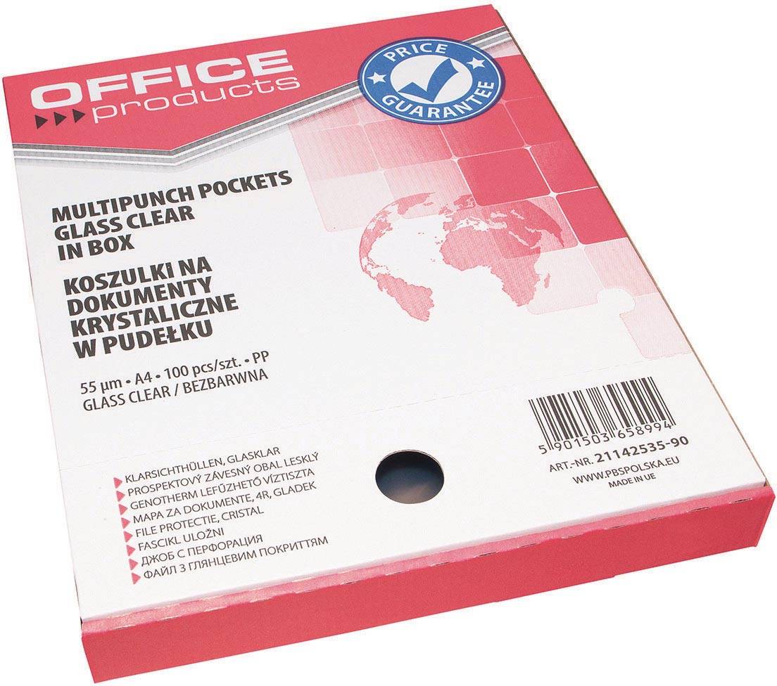 OFFICE products geperforeerde showtas, ft A4, 55 micron, glashelder, doos van 100 stuks