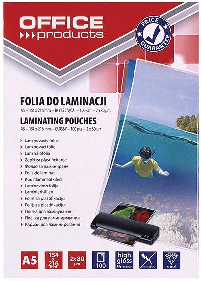 OFFICE products lamineerhoes ft A5, 160 micron (2 x 80 micron), pak van 100 stuks