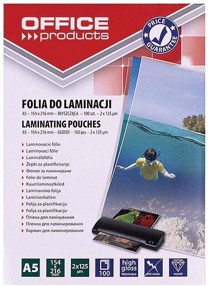 OFFICE products lamineerhoes ft A5, 250 micron (2 x 125 micron), pak van 100 stuks