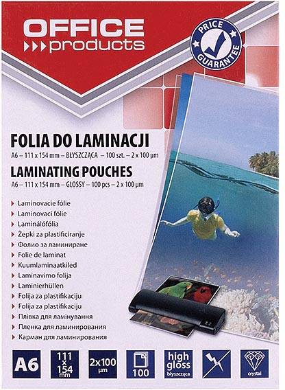OFFICE products lamineerhoes ft A6, 200 micron (2 x 100 micron), pak van 100 stuks