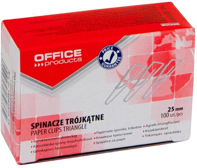 OFFICE products papierklemmen, 25 mm, gegalvaniseerd, driehoekig, doos van 100 stuks