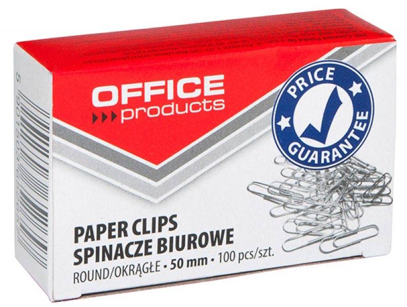 OFFICE products papierklemmen, 50 mm, gegalvaniseerd, doos van 100 stuks